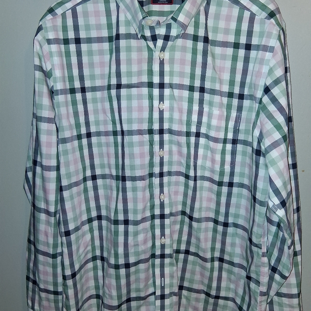 UNTUCKit Green and White Plaid Casual Shirt
